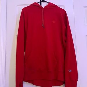Red champion hoodie